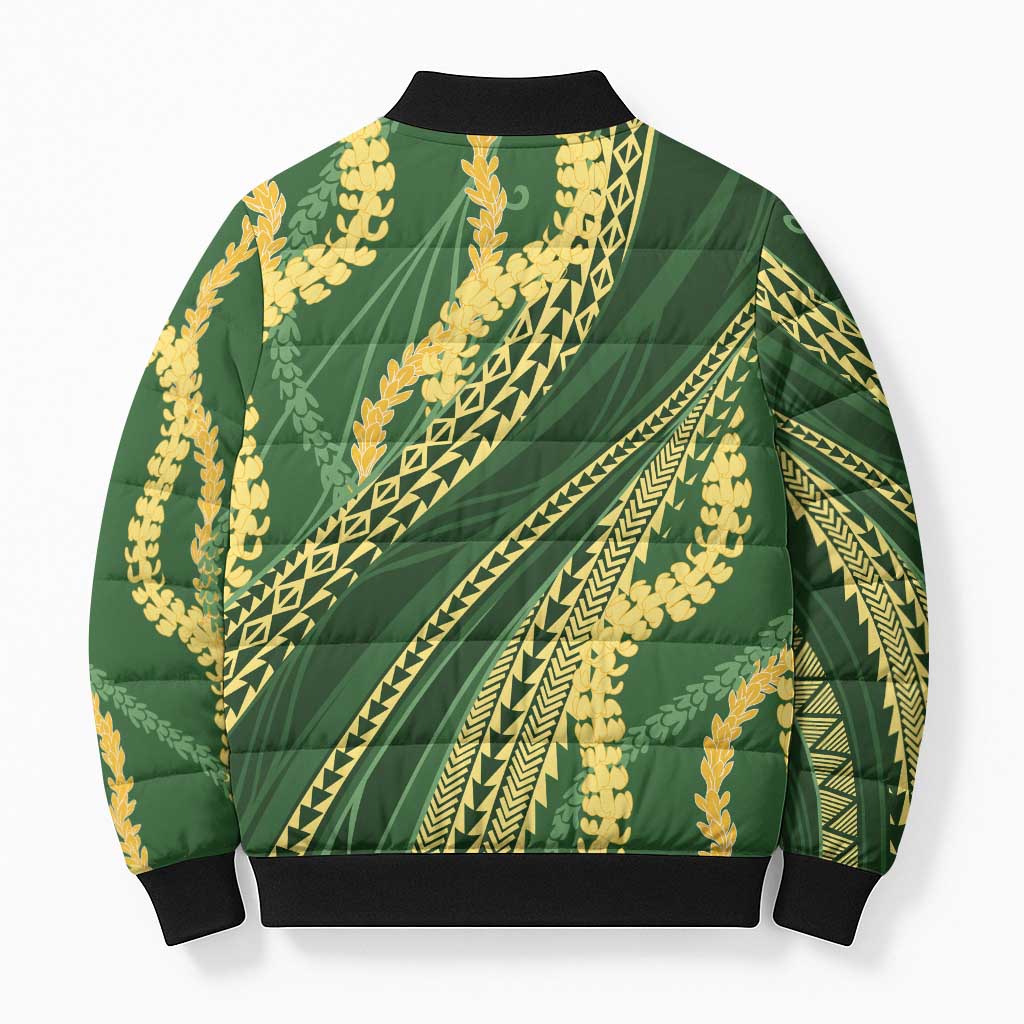Polynesian Puakeniken Pikake Twisted Lei Bomber Puffer Jacket Emerald LT7 - Polynesian Pride