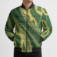 Polynesian Puakeniken Pikake Twisted Lei Bomber Puffer Jacket Emerald LT7 - Polynesian Pride