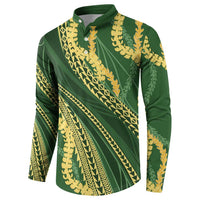 Polynesian Puakeniken Pikake Twisted Lei Button Sweatshirt Emerald - Polynesian Pride