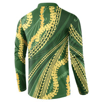 Polynesian Puakeniken Pikake Twisted Lei Button Sweatshirt Emerald - Polynesian Pride