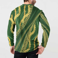 Polynesian Puakeniken Pikake Twisted Lei Button Sweatshirt Emerald - Polynesian Pride