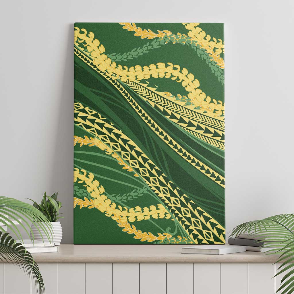 Polynesian Puakeniken Pikake Twisted Lei Canvas Wall Art Emerald - Polynesian Pride