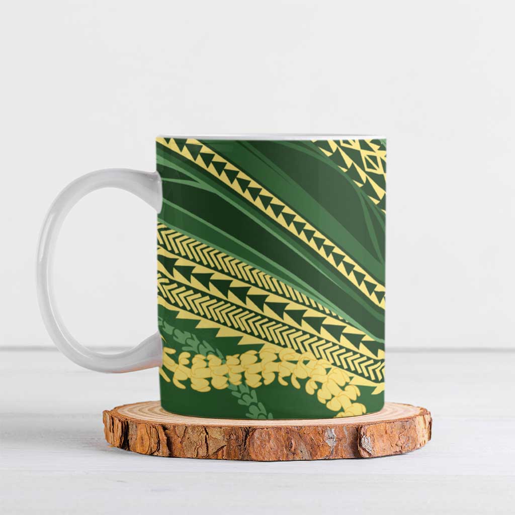 Polynesian Puakeniken Pikake Twisted Lei Ceramic Mug Emerald LT7 Emerald - Polynesian Pride