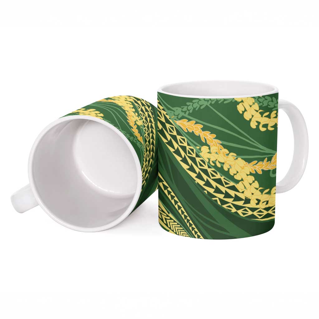 Polynesian Puakeniken Pikake Twisted Lei Ceramic Mug Emerald LT7 - Polynesian Pride