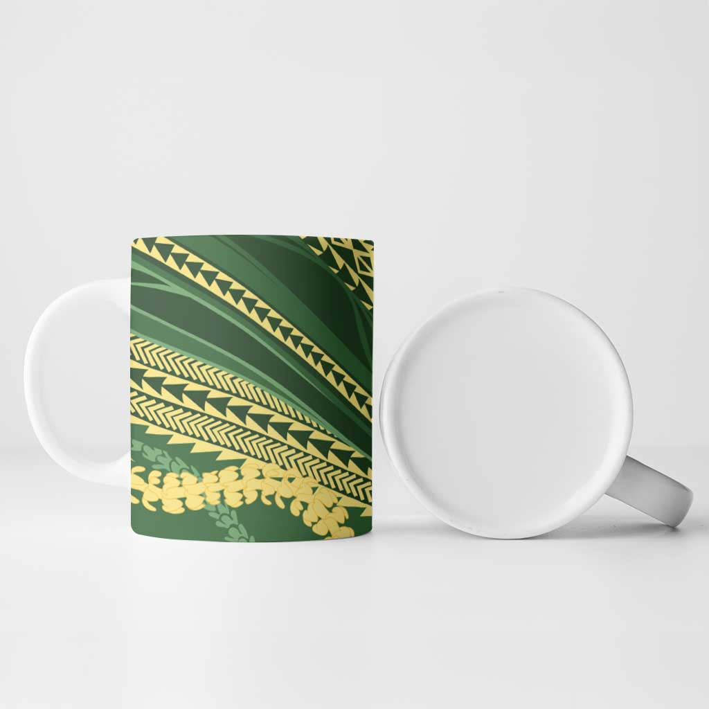 Polynesian Puakeniken Pikake Twisted Lei Ceramic Mug Emerald LT7 - Polynesian Pride