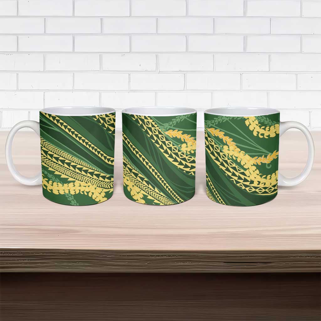 Polynesian Puakeniken Pikake Twisted Lei Ceramic Mug Emerald LT7 - Polynesian Pride