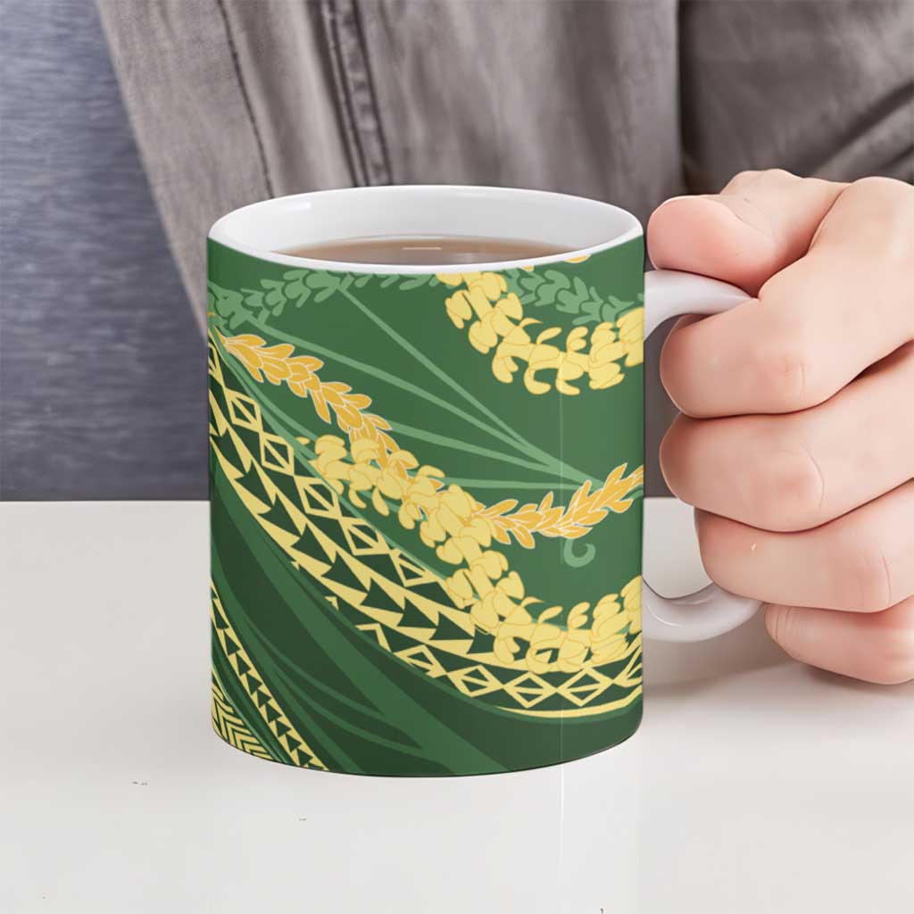 Polynesian Puakeniken Pikake Twisted Lei Ceramic Mug Emerald LT7 - Polynesian Pride