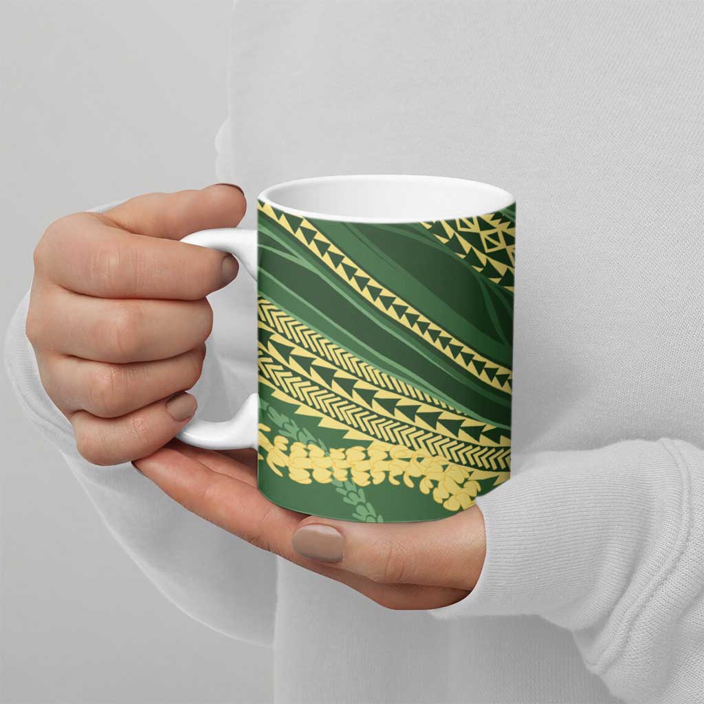 Polynesian Puakeniken Pikake Twisted Lei Ceramic Mug Emerald LT7 - Polynesian Pride