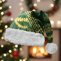 Polynesian Puakeniken Pikake Twisted Lei Christmas Santa Hat Emerald LT7 With Fur Emerald - Polynesian Pride