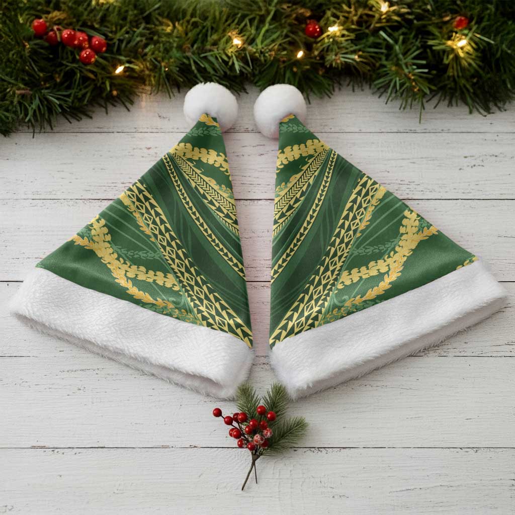 Polynesian Puakeniken Pikake Twisted Lei Christmas Santa Hat Emerald LT7 - Polynesian Pride
