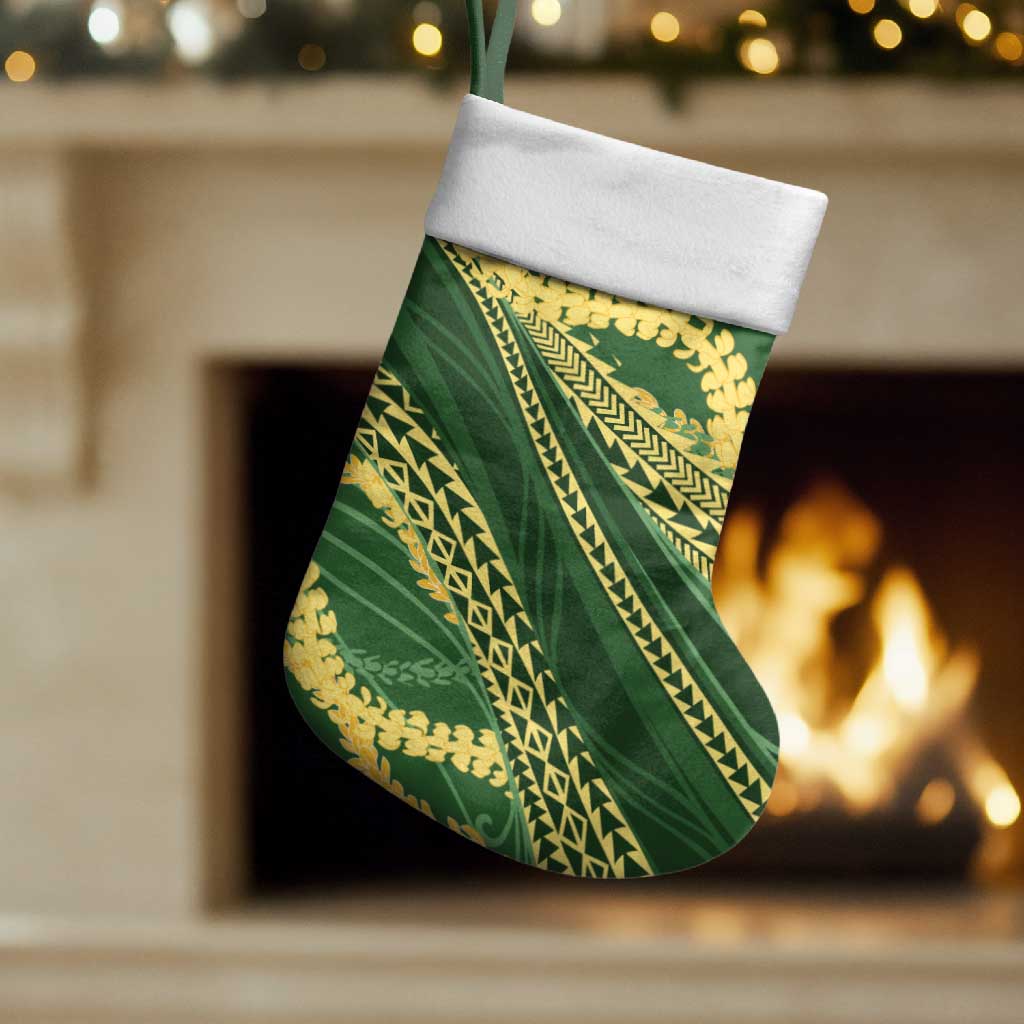 Polynesian Puakeniken Pikake Twisted Lei Christmas Stocking Emerald - Polynesian Pride