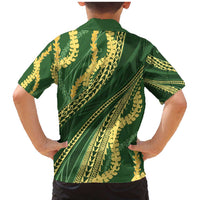 Polynesian Puakeniken Pikake Twisted Lei Family Matching Mermaid Dress and Hawaiian Shirt Emerald - Polynesian Pride
