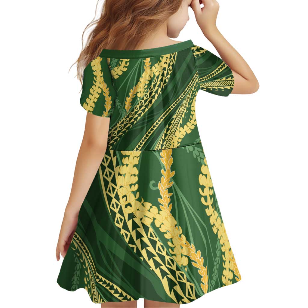 Polynesian Puakeniken Pikake Twisted Lei Family Matching Puletasi and Hawaiian Shirt Emerald LT7 - Polynesian Pride