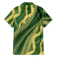 Polynesian Puakeniken Pikake Twisted Lei Family Matching Puletasi and Hawaiian Shirt Emerald LT7 - Polynesian Pride