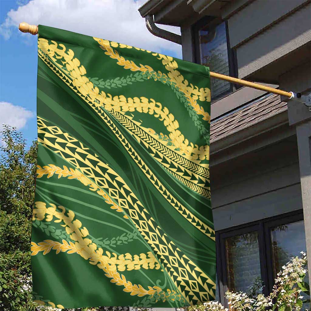 Polynesian Puakeniken Pikake Twisted Lei Garden Flag Emerald LT7 - Polynesian Pride