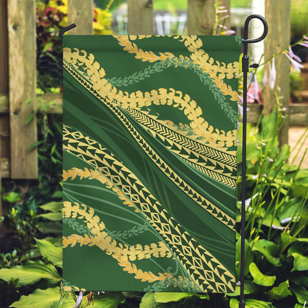 Polynesian Puakeniken Pikake Twisted Lei Garden Flag Emerald LT7 Garden Flag Emerald - Polynesian Pride