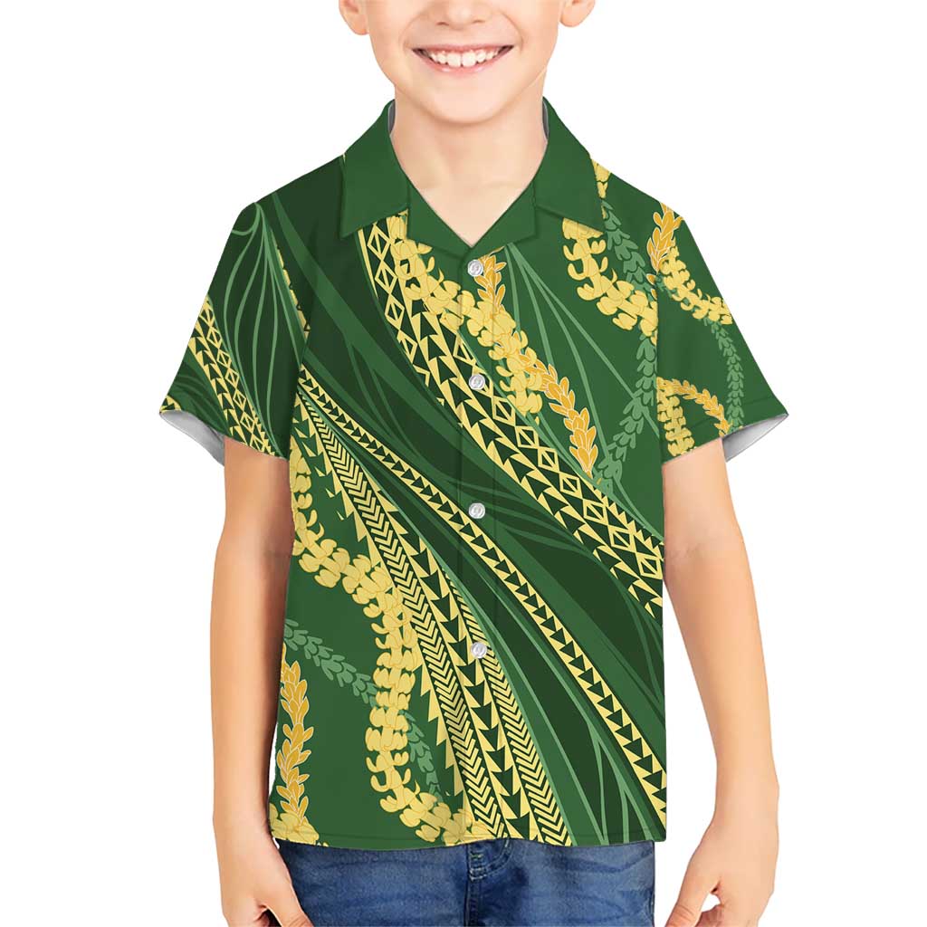 Polynesian Puakeniken Pikake Twisted Lei Hawaiian Shirt Emerald - Polynesian Pride