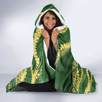 Polynesian Puakeniken Pikake Twisted Lei Hooded Blanket Emerald - Polynesian Pride