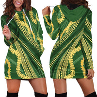 Polynesian Puakeniken Pikake Twisted Lei Hoodie Dress Emerald - Polynesian Pride