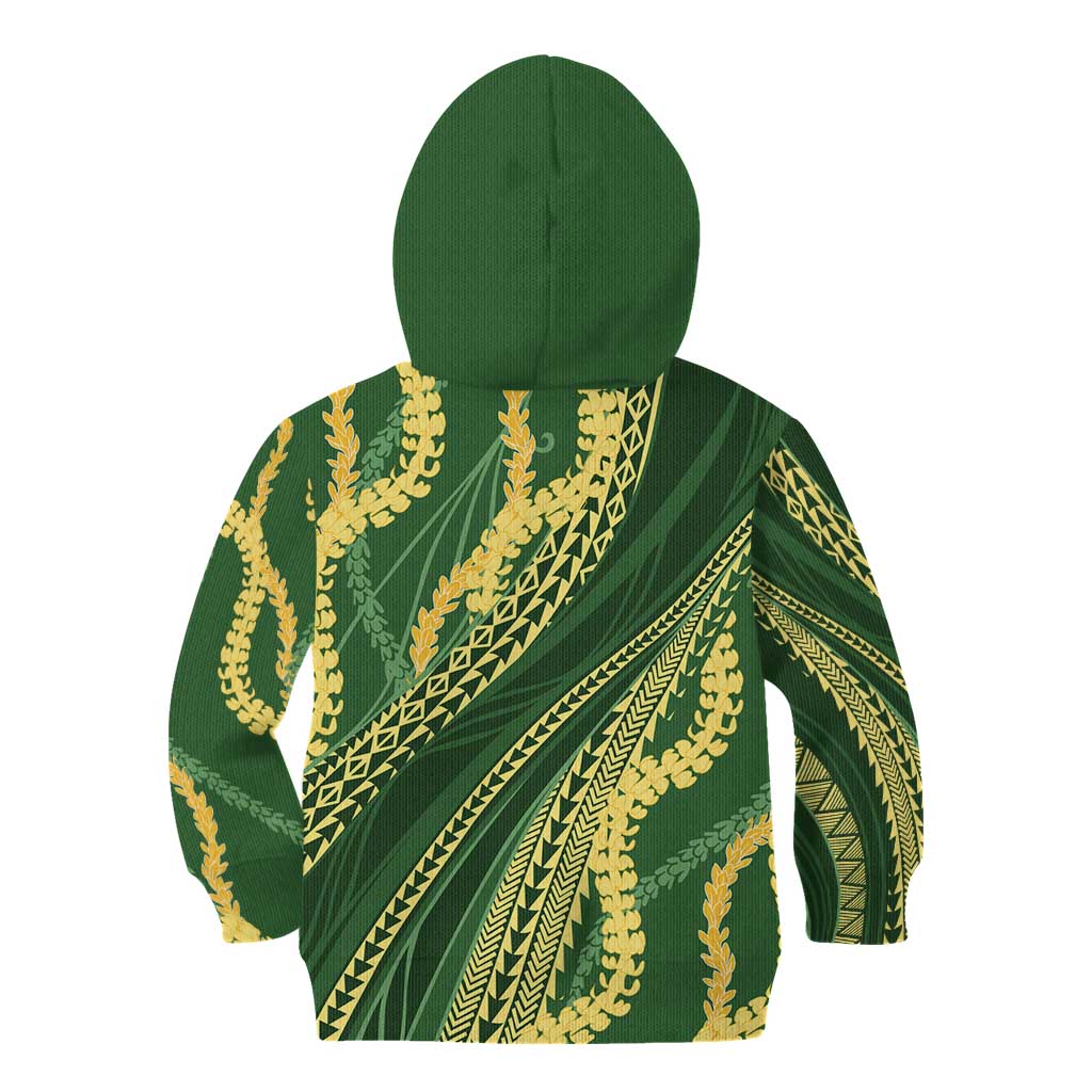 Polynesian Puakeniken Pikake Twisted Lei Kid Hoodie Emerald - Polynesian Pride