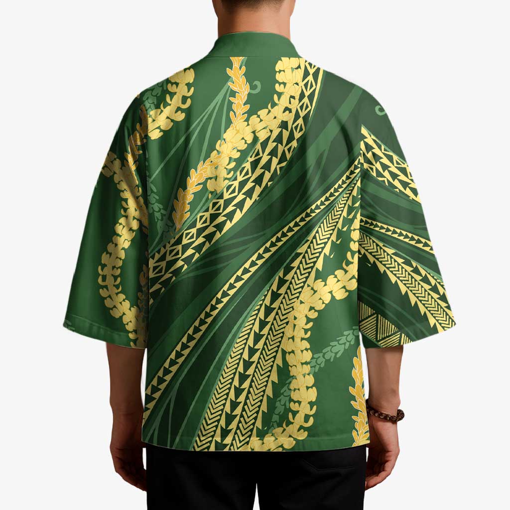 Polynesian Puakeniken Pikake Twisted Lei Kimono Emerald - Polynesian Pride