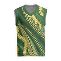 Polynesian Puakeniken Pikake Twisted Lei Christmas Knitted V-Neck Vest Emerald LT7 Emerald - Polynesian Pride