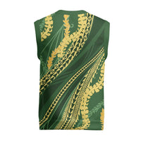 Polynesian Puakeniken Pikake Twisted Lei Christmas Knitted V-Neck Vest Emerald LT7 - Polynesian Pride