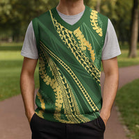 Polynesian Puakeniken Pikake Twisted Lei Christmas Knitted V-Neck Vest Emerald LT7 - Polynesian Pride