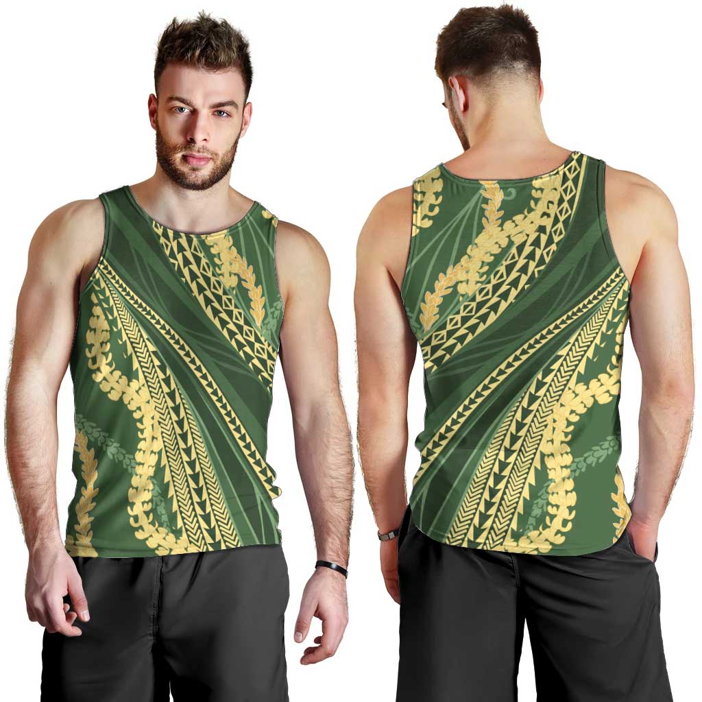 Polynesian Puakeniken Pikake Twisted Lei Men Tank Top Emerald - Polynesian Pride