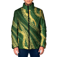 Polynesian Puakeniken Pikake Twisted Lei Padded Jacket Emerald LT7 Men Emerald - Polynesian Pride