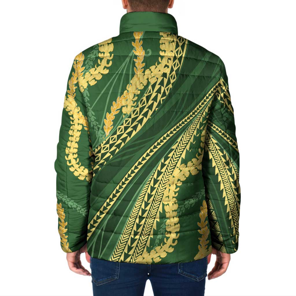 Polynesian Puakeniken Pikake Twisted Lei Padded Jacket Emerald LT7 - Polynesian Pride