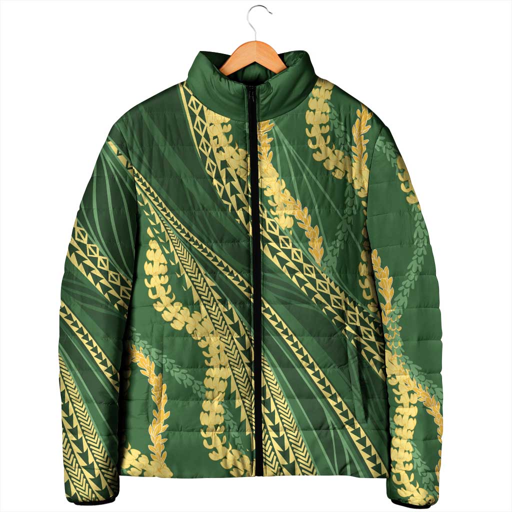 Polynesian Puakeniken Pikake Twisted Lei Padded Jacket Emerald LT7 - Polynesian Pride