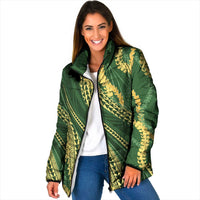 Polynesian Puakeniken Pikake Twisted Lei Padded Jacket Emerald LT7 Women Emerald - Polynesian Pride