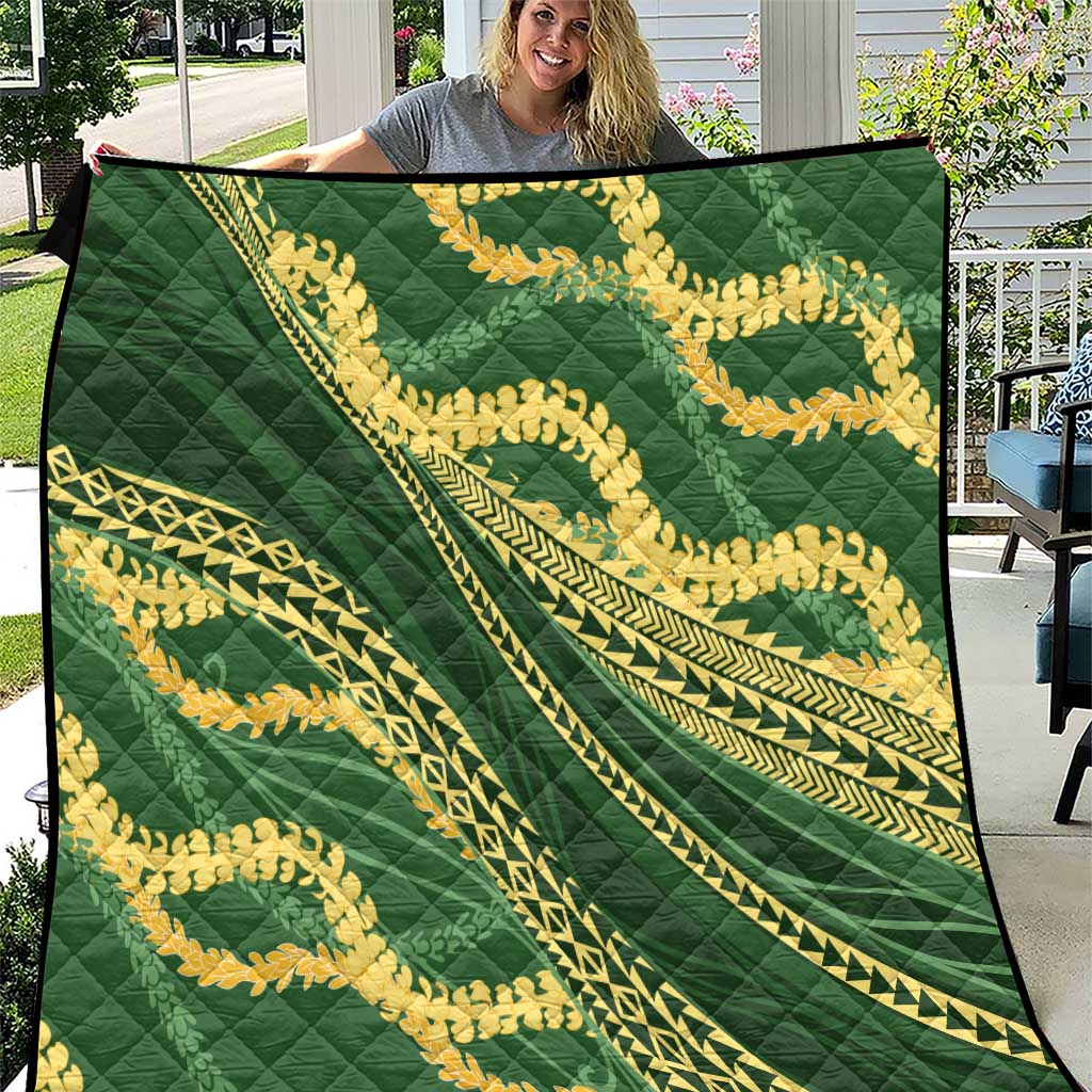 Polynesian Puakeniken Pikake Twisted Lei Quilt Emerald - Polynesian Pride