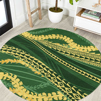 Polynesian Puakeniken Pikake Twisted Lei Round Carpet Emerald LT7 Emerald - Polynesian Pride