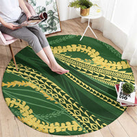 Polynesian Puakeniken Pikake Twisted Lei Round Carpet Emerald LT7 - Polynesian Pride