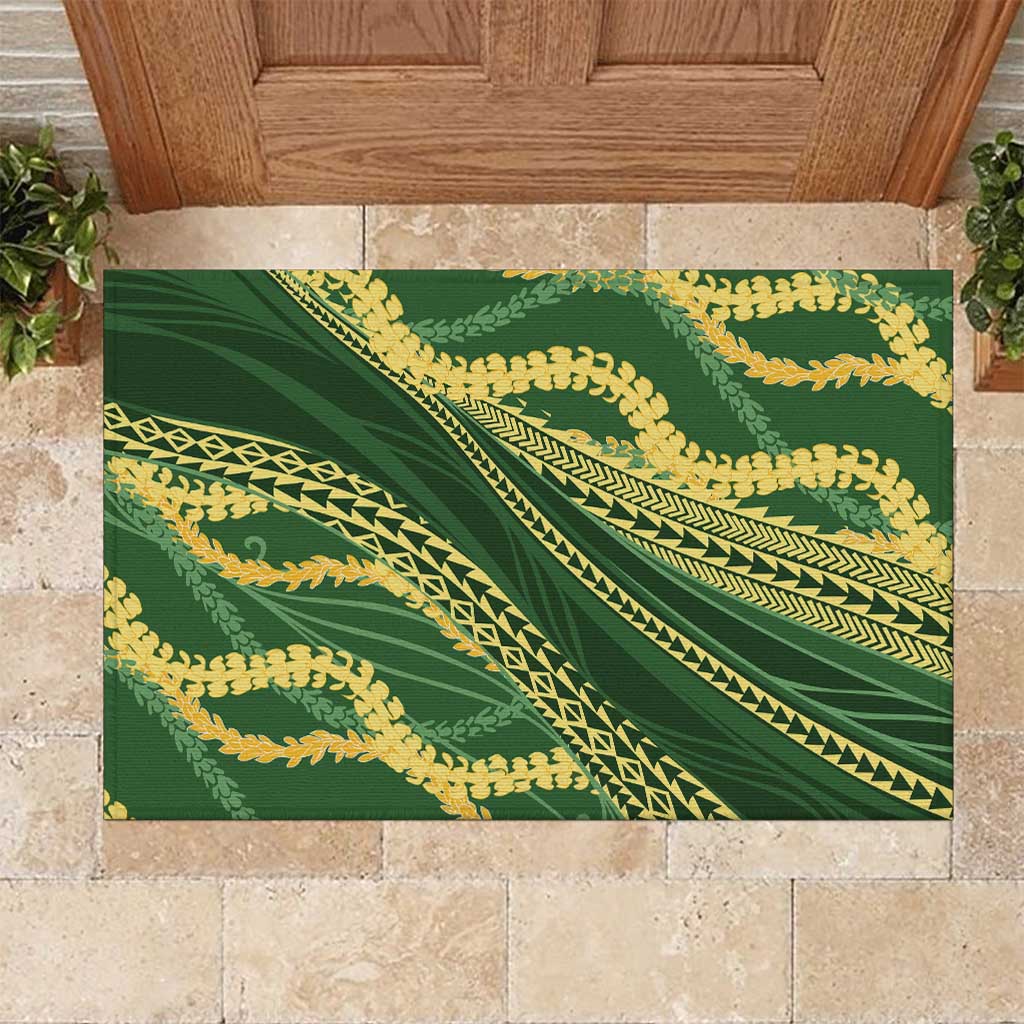 Polynesian Puakeniken Pikake Twisted Lei Rubber Doormat Emerald LT7 Emerald - Polynesian Pride