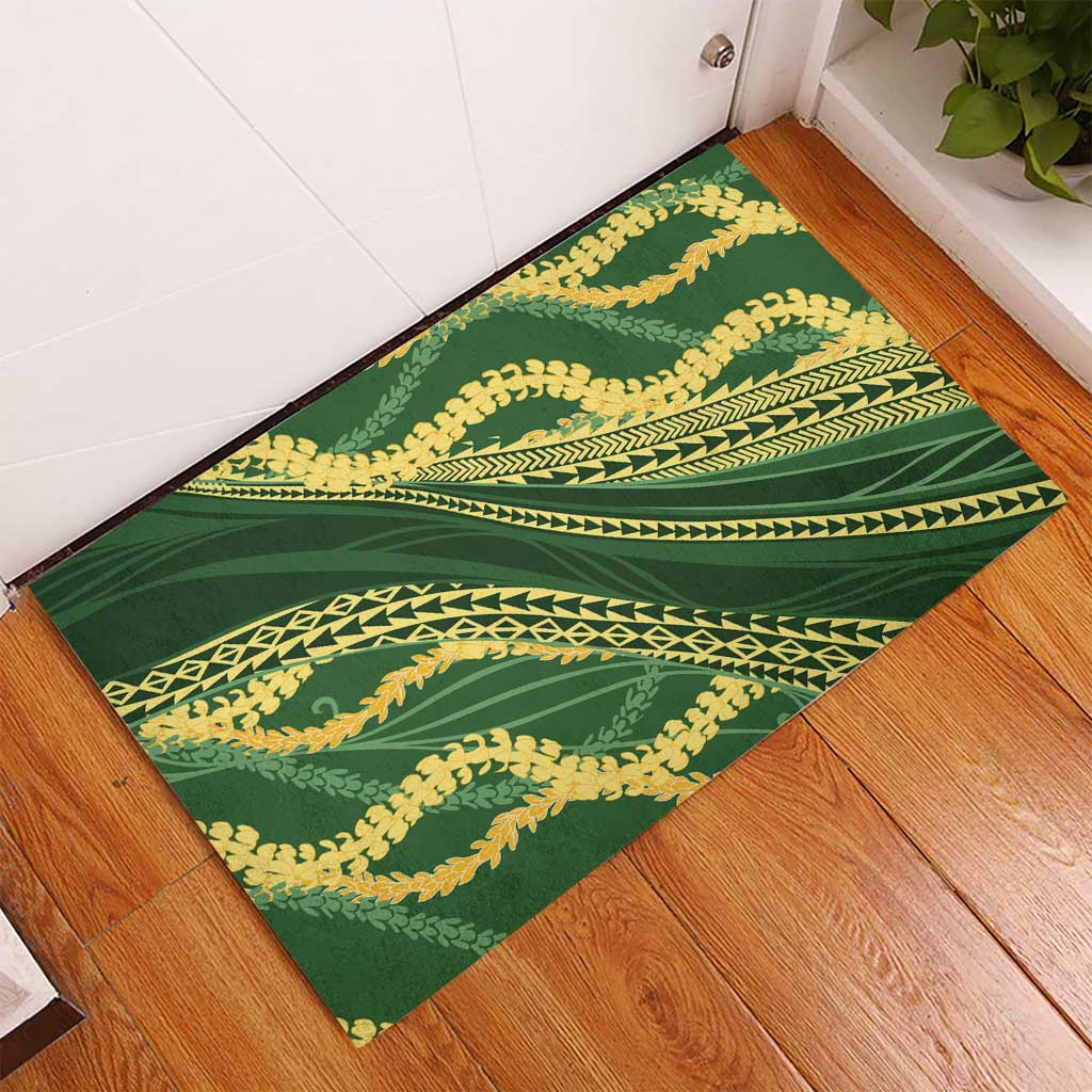 Polynesian Puakeniken Pikake Twisted Lei Rubber Doormat Emerald LT7 - Polynesian Pride