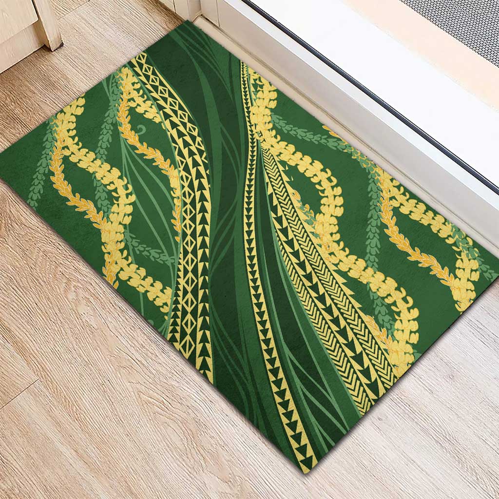 Polynesian Puakeniken Pikake Twisted Lei Rubber Doormat Emerald LT7 - Polynesian Pride