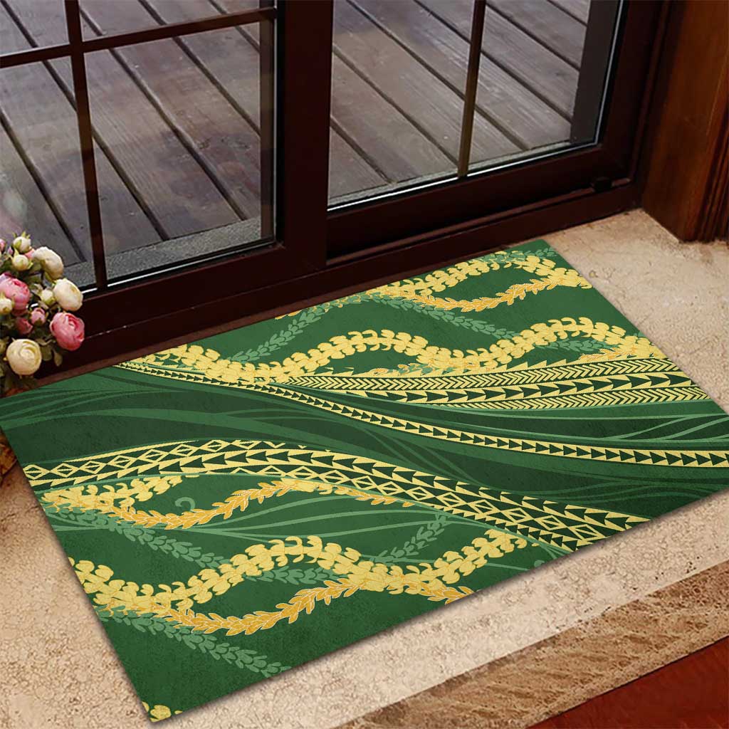 Polynesian Puakeniken Pikake Twisted Lei Rubber Doormat Emerald LT7 - Polynesian Pride