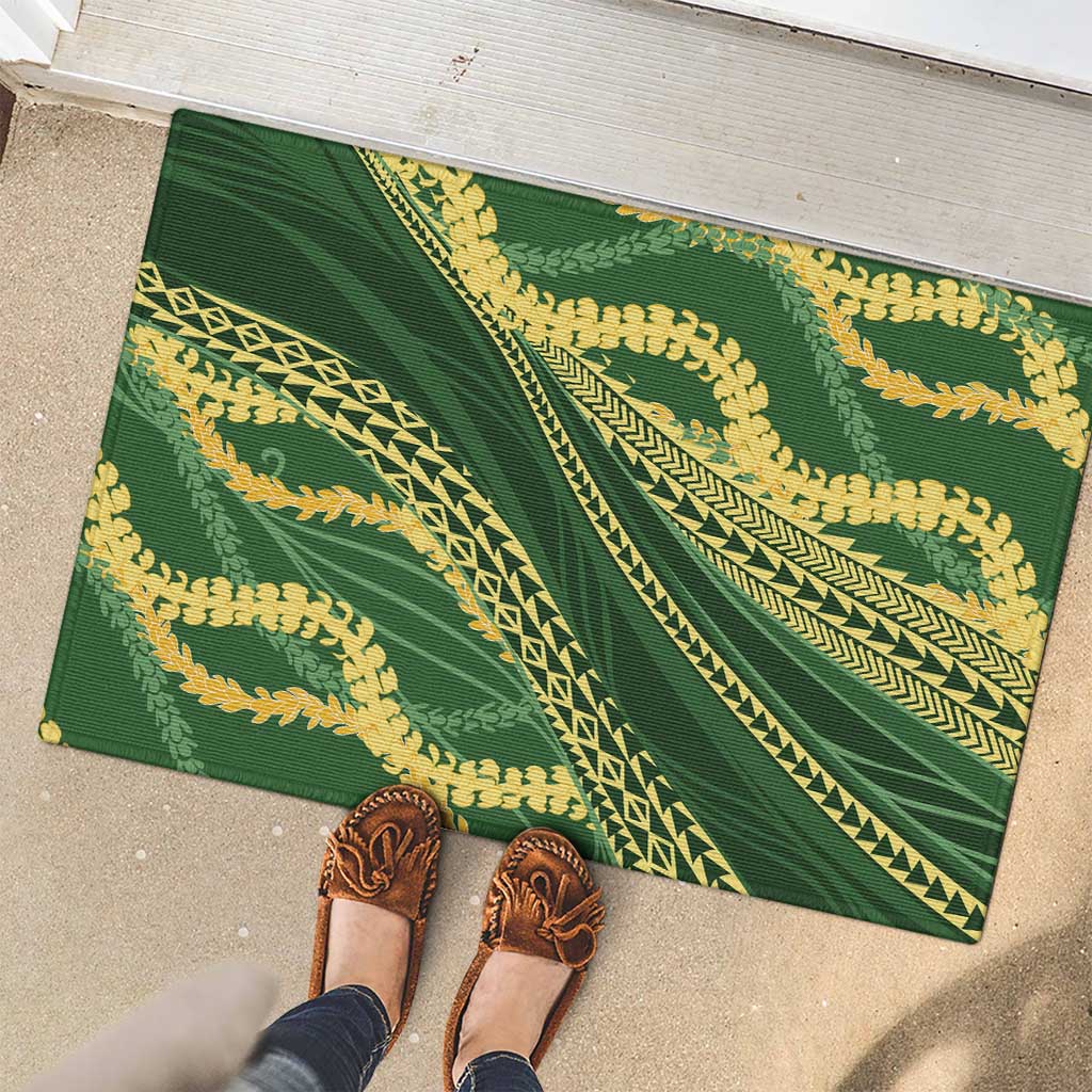 Polynesian Puakeniken Pikake Twisted Lei Rubber Doormat Emerald LT7 - Polynesian Pride