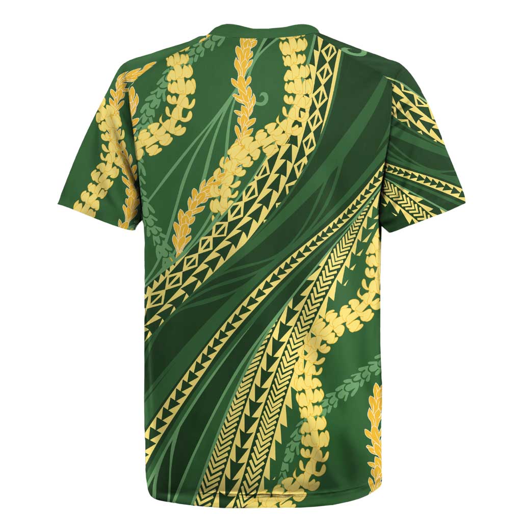 Polynesian Puakeniken Pikake Twisted Lei Rugby Jersey Emerald - Polynesian Pride