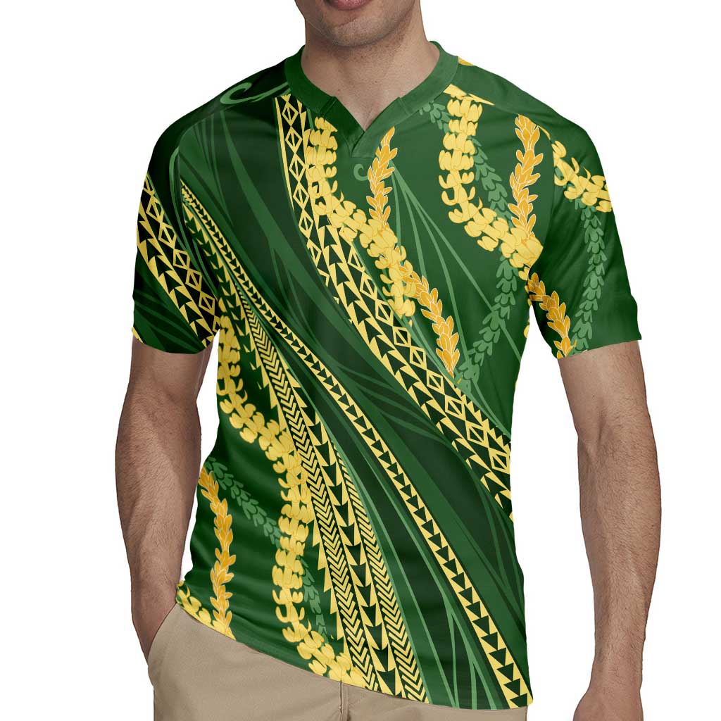Polynesian Puakeniken Pikake Twisted Lei Rugby Jersey Emerald - Polynesian Pride