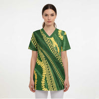 Polynesian Puakeniken Pikake Twisted Lei Scrub Top Emerald LT7 - Polynesian Pride