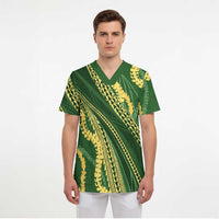 Polynesian Puakeniken Pikake Twisted Lei Scrub Top Emerald LT7 - Polynesian Pride