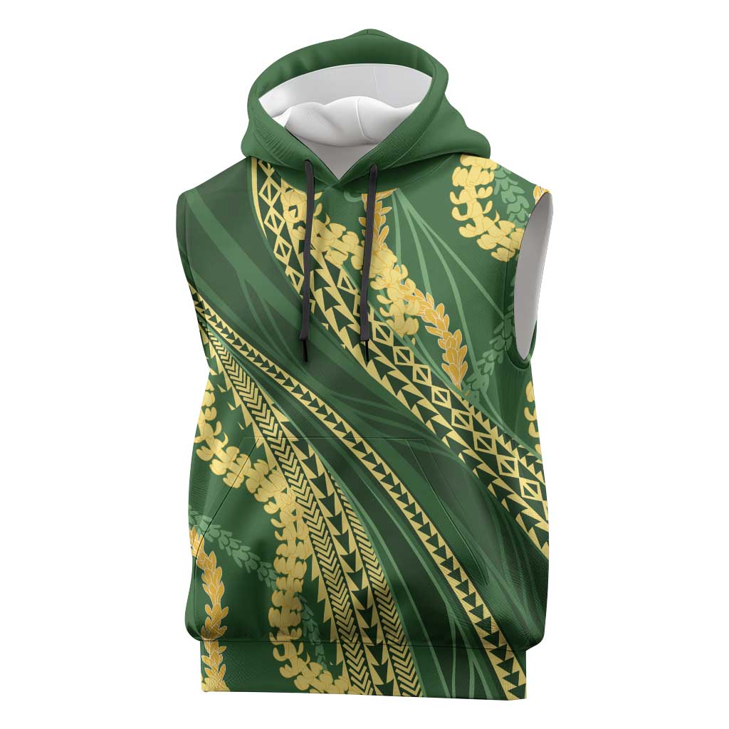 Polynesian Puakeniken Pikake Twisted Lei Sleeveless Hoodie Emerald LT7 Emerald - Polynesian Pride