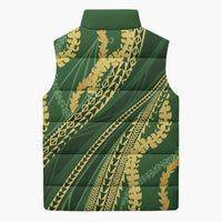 Polynesian Puakeniken Pikake Twisted Lei Sleeveless Puffer Jacket Emerald LT7 - Polynesian Pride