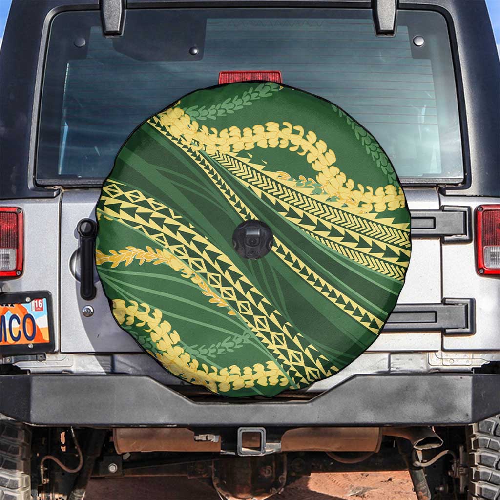 Polynesian Puakeniken Pikake Twisted Lei Spare Tire Cover Emerald - Polynesian Pride