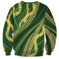 Polynesian Puakeniken Pikake Twisted Lei Sweatshirt Emerald LT7 - Polynesian Pride