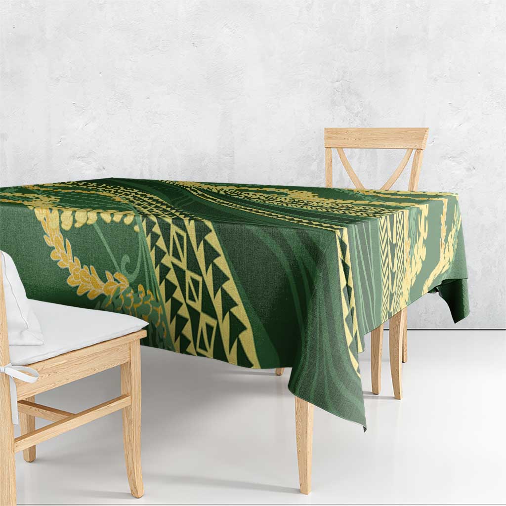 Polynesian Puakeniken Pikake Twisted Lei Tablecloth Emerald - Polynesian Pride